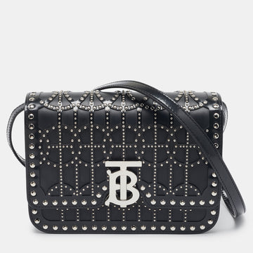 BURBERRY Black Leather Small Studded Ramadan Exclusive Shoulder Bag