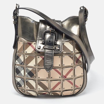 BURBERRY Beige/Metallic Nova Check PVC and Leather Crossbody Bag