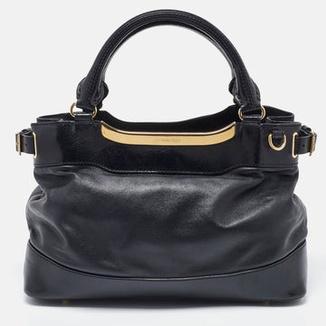 BURBERRY Black Leather Metal Tote
