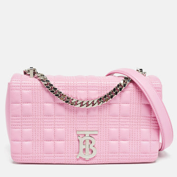 BURBERRY Pink Quilted Leather Small Lola Chain Shoulder Bag