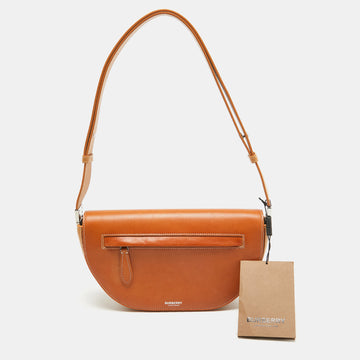 BURBERRY Pale Orange Leather Small Olympia Shoulder Bag