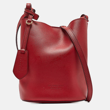 BURBERRY Red Leather Small Lorne Bucket Bag