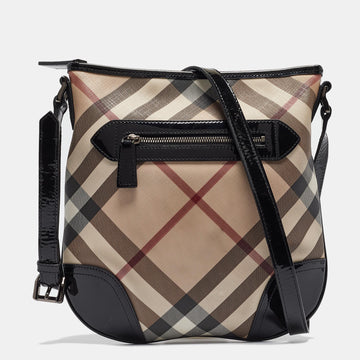 BURBERRY Black/Beige Supernova Check PVC and Patent Leather Dryden Crossbody Bag