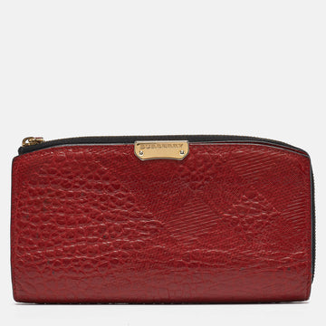 BURBERRY Red Leather Alvington Continental Wallet