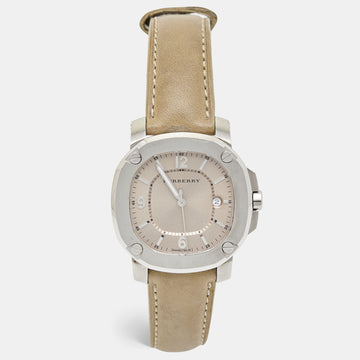 BURBERRY Champagne Stainless Steel Leather The Britain BBY1500 Women's Wristwatch 38 mm
