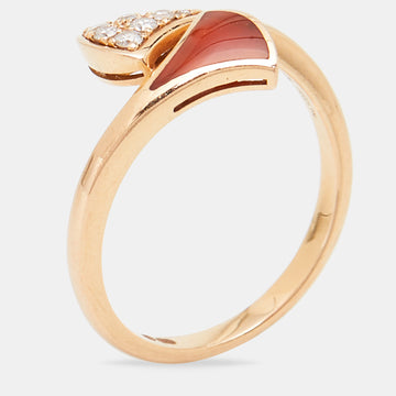 BVLGARI Divas' Dream Carnelian Diamond 18 Rose Gold Ring Size 54