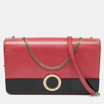 BVLGARI Pink/Black Leather and Perspex Flap Cover Shoulder Bag