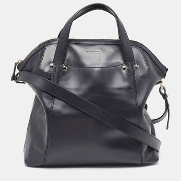 BVLGARI Black Leather Zip Satchel