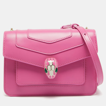 BVLGARI Pink Leather Small Serpenti Forever Shoulder Bag