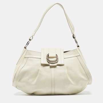 BVLGARI Off White Leather Chandra Shoulder Bag