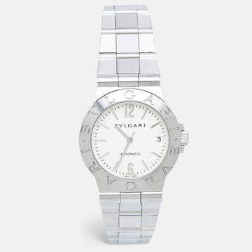 BVLGARI White Stainless Steel Diagono LCV35S Men's Wristwatch 35 mm