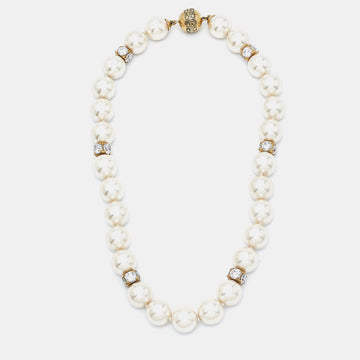 CAROLINA HERRERA Crystal Faux Pearl Beaded Magnetic Necklace