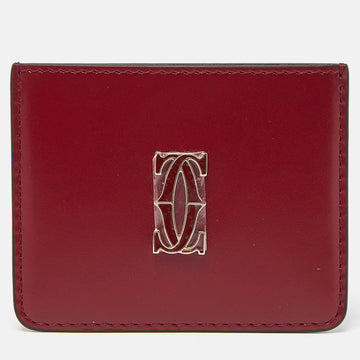 CARTIER Red Leather Double C De  Card Holder