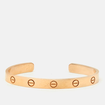 CARTIER Love 18k Rose Gold Open Cuff Bracelet 17