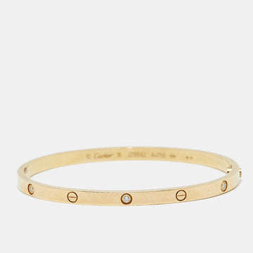 CARTIER Love 6 Diamonds 18k Yellow Gold Small Model Bracelet 16