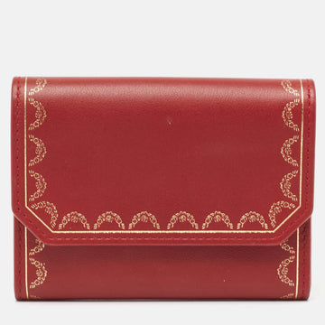 CARTIER Red Leather Guirlande de  Compact Wallet