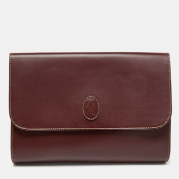 CARTIER Burgundy Leather Must 21 de  Flap Clutch