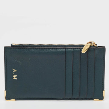 CARTIER Green Leather Must de  Zip Card Holder