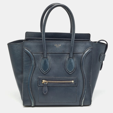 CELINE Navy Blue Leather Micro Luggage Tote