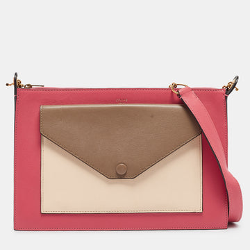 CELINE Tricolor Leather Pocket Envelope Shoulder Bag