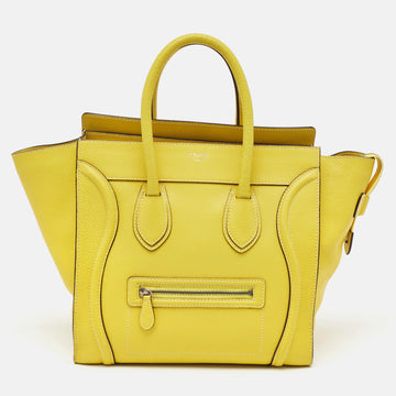 CELINE Yellow Leather Mini Luggage Tote