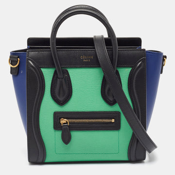 CELINE Tri Color Leather Nano Luggage Tote