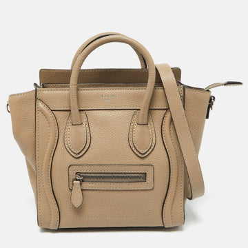 CELINE Beige Leather Nano Luggage Tote