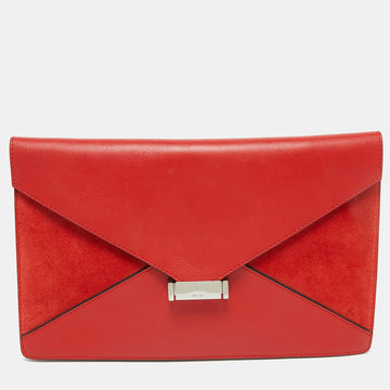 CELINE Orange Suede and Leather Diamond Clutch