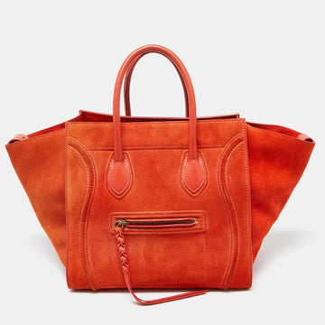 CELINE Orange Nubuck and Leather Mini Luggage Tote