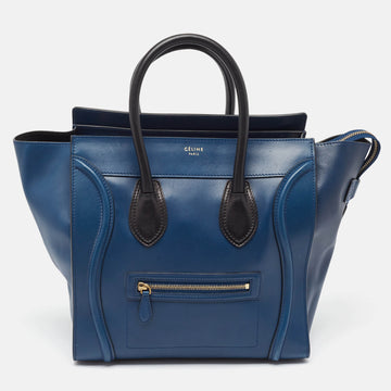 CELINE Navy Blue/Black Leather Mini Luggage Tote