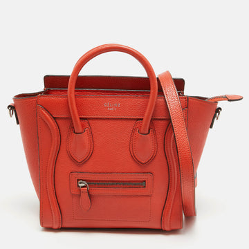 CELINE Red Leather Nano Luggage Tote