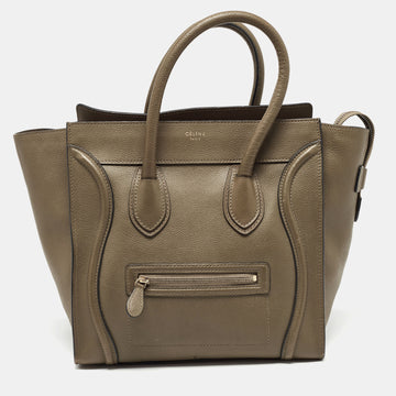 CELINE Olive Green Leather Mini Luggage Tote