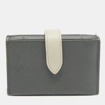CELINE Grey/Off White Leather Accordion Card Holder