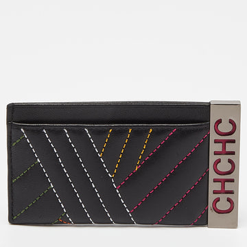 CH CAROLINA HERRERA Black Quilted Leather Card Holder