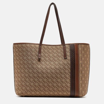 CH CAROLINA HERRERA Brown/Beige Monogram Canvas Shopper Tote