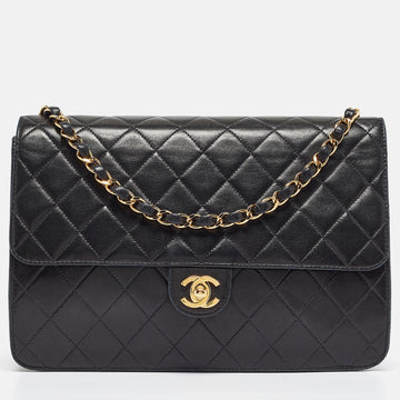 CHANEL Black Quilted Leather CC Flap Bag