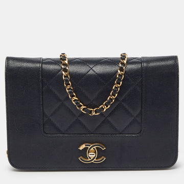 CHANEL Navy Blue Quilted Leather Mademoiselle Wallet on Chain
