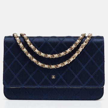 CHANEL Navy Blue Quilted Wild Stitch Classic WOC Bag