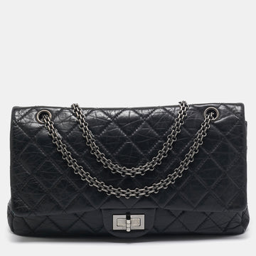 CHANEL Black Quilted Aged Leather Reissue 2.55 Classic 227 Flap Bag
