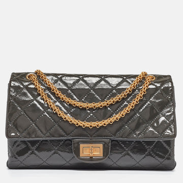 CHANEL Grey Quilted Aged Patent Leather Classic 227 Reissue 2.55 Flap Bag