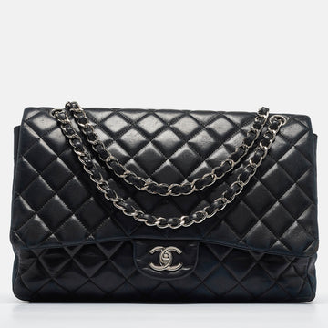 CHANEL Black Quilted Leather Maxi Classic Single Flap Bag