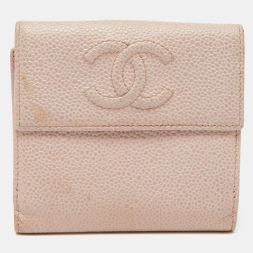 CHANEL Pink Caviar Leather CC Compact Wallet