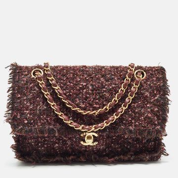 CHANEL Multicolor Tweed Medium Classic Double Flap Bag