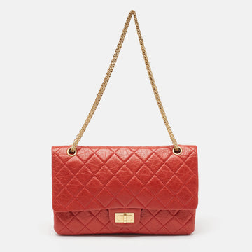 CHANEL Red Quilted Aged Leather Reissue 2.55 Classic 227 Flap Bag