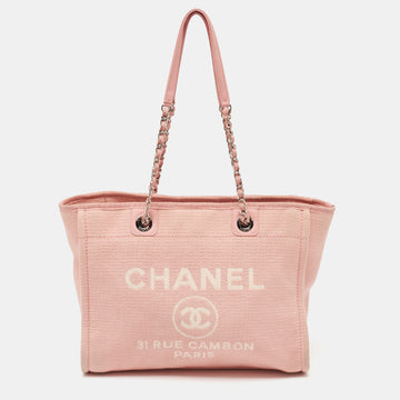 CHANEL Light Pink Canvas Medium Deauville Tote