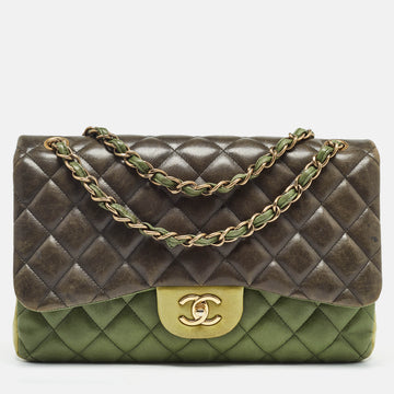 CHANEL Tricolor Quilted Leather Jumbo Classic Double Flap Bag