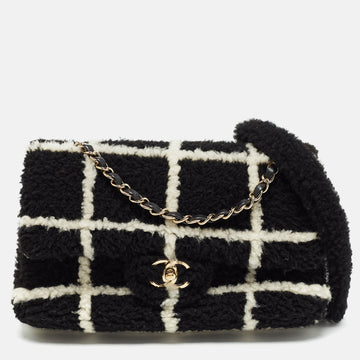 CHANEL Black/White Shearling Classic Flap Bag