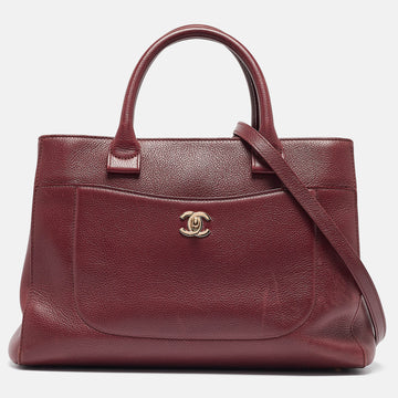 CHANEL Burgundy Leather Small Neo Executive Shopper Tote