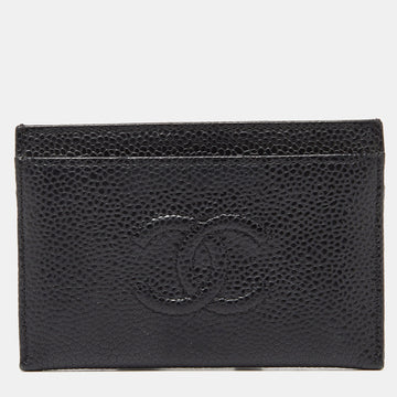 CHANEL Black Caviar Leather CC Card Holder