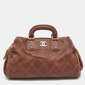 CHANEL Brown Quilted Leather Outdoor Ligne Doctor Bag